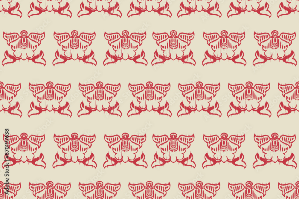 Ikat floral paisley embroidery seamless pattern on background. Ikat ethnic flower oriental pattern traditional. Aztec style abstract vector illustration. design for ikat floral fashion fabric,clothing Ikat floral paisley embroidery seamless pattern on background. Ikat ethnic flower oriental pattern traditional. Aztec style abstract vector illustration. design for ikat floral fashion fabric,clothing