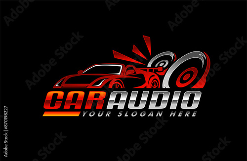 car audio logo silhouette template on black background