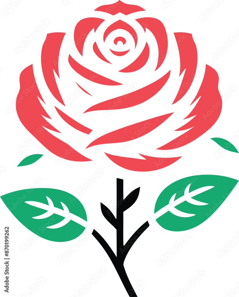 Fototapeta premium Rose flower icon. rose flowers isolated on a white background. Rose vector, icon, logo, png, eps.