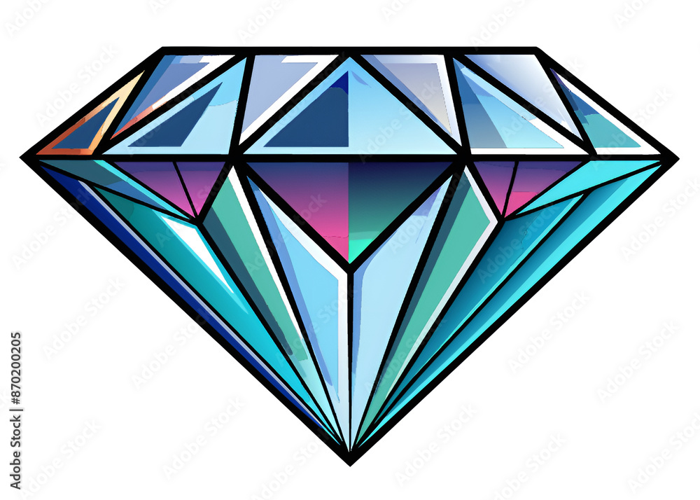 A cartoon drawing featuring a colorful diamond set against a white backdrop A cartoon drawing featuring a colorful diamond set against a white backdrop