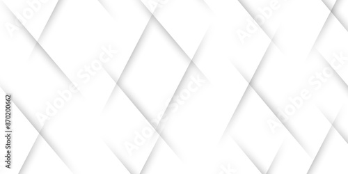 White abstract geometric background with white paper sheets soars as abstract spaces with rectangles, parallel stripes, perspective, shadows in simple strict modern material in triangle and square.