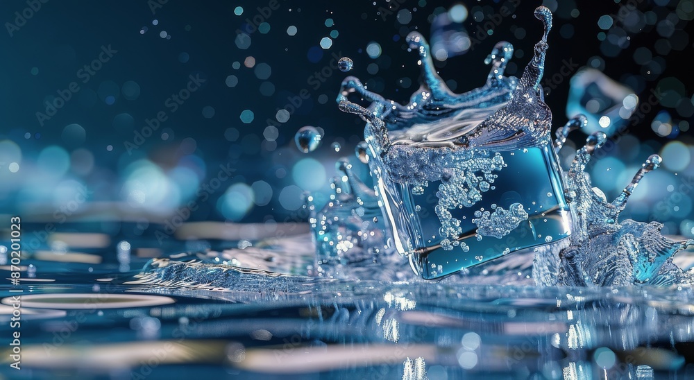 Water Droplet Splashing From Ice Cube Water Droplet Splashing From Ice Cube