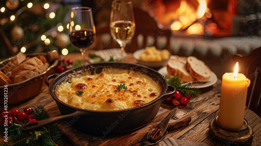 Christmas Eve Fondue Dinner in a Cozy Swiss Chalet with Fireplace Christmas Eve Fondue Dinner in a Cozy Swiss Chalet with Fireplace