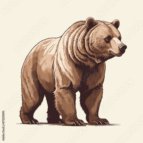 Realistic Grizzly Bear Illustration