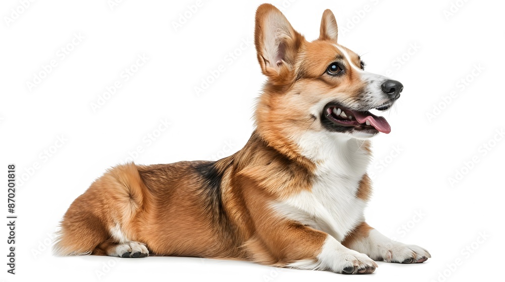 welsh corgi breed dog sitting on a white background. welsh corgi breed dog sitting on a white background.