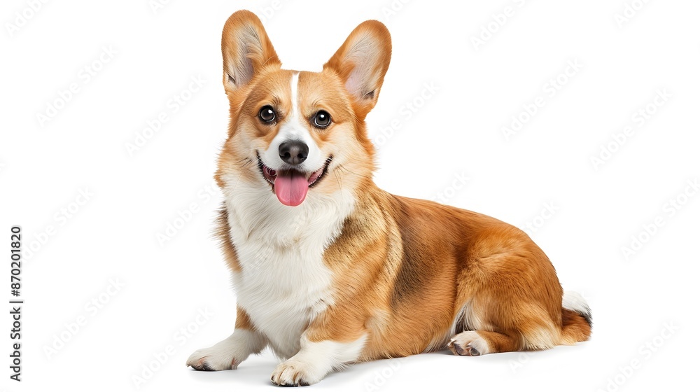 welsh corgi breed dog sitting on a white background. welsh corgi breed dog sitting on a white background.