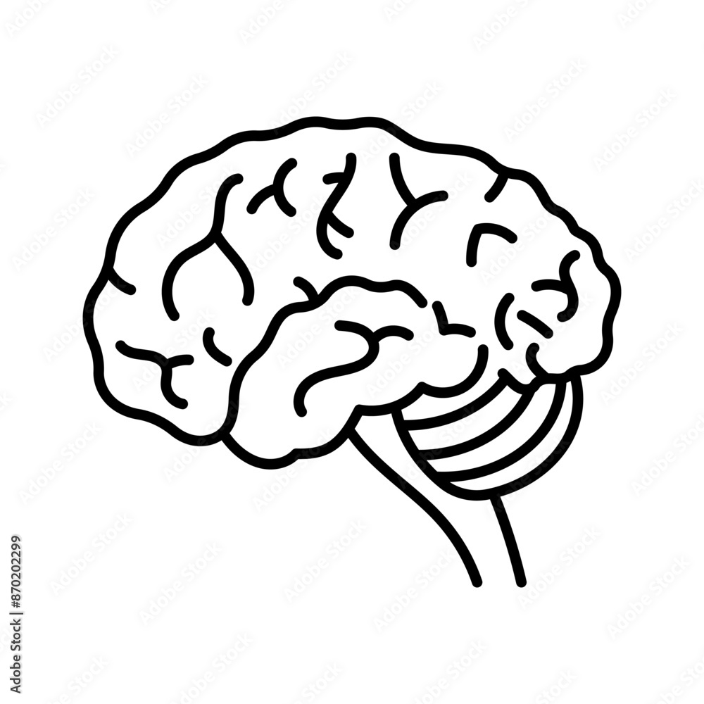 Human brain, line icon. Mind, memory, neurology, intelligence, creativity symbol. Linear illustration, editable stroke, thin line Human brain, line icon. Mind, memory, neurology, intelligence, creativity symbol. Linear illustration, editable stroke, thin line