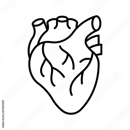 Human heart, line icon. Cardiology, blood pressure, cardiovascular system, aorta, life symbol. Linear illustration, editable stroke, thin line