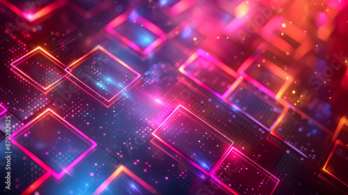 Elegant minimalist neon grid digital background with sharp geometric shapes luminous patterns and subdued chromatic tones A visually striking abstract design with a futuristic