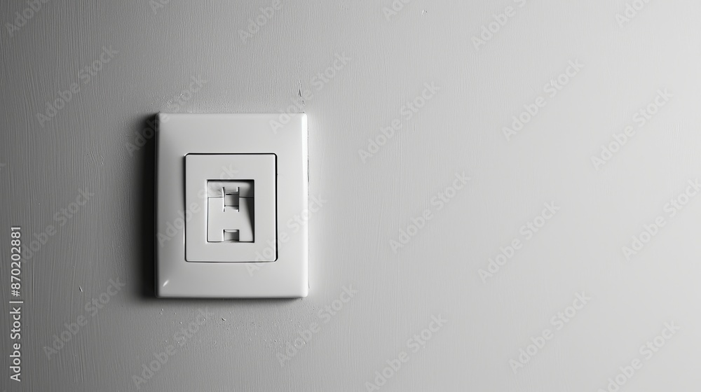 A minimalist scene features a white light switch mounted on a pristine white wall. A minimalist scene features a white light switch mounted on a pristine white wall.