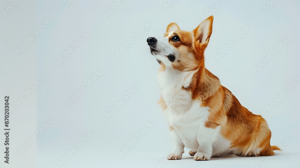welsh corgi breed dog sitting on a white background. welsh corgi breed dog sitting on a white background.