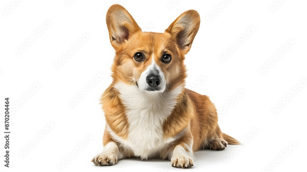 welsh corgi breed dog sitting on a white background. welsh corgi breed dog sitting on a white background.