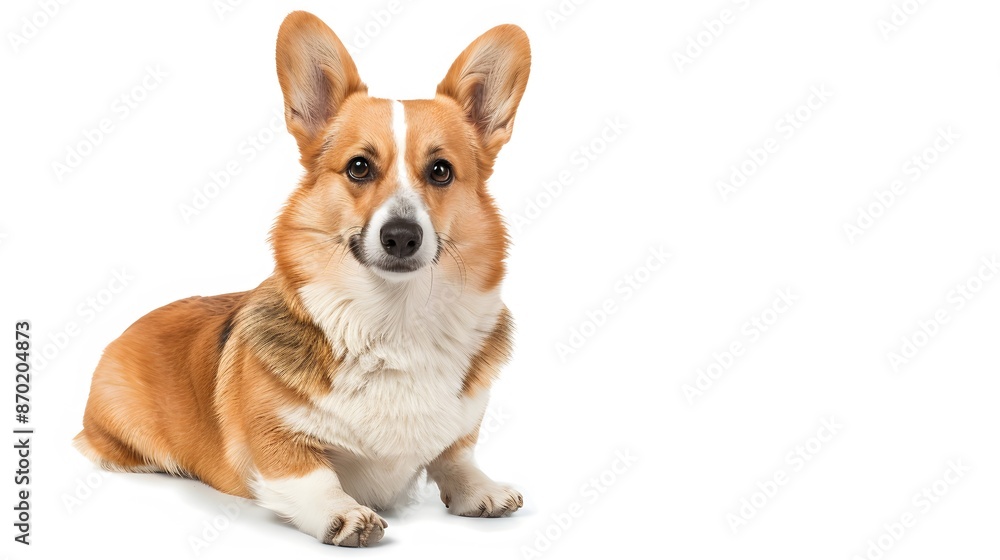 welsh corgi breed dog sitting on a white background. welsh corgi breed dog sitting on a white background.