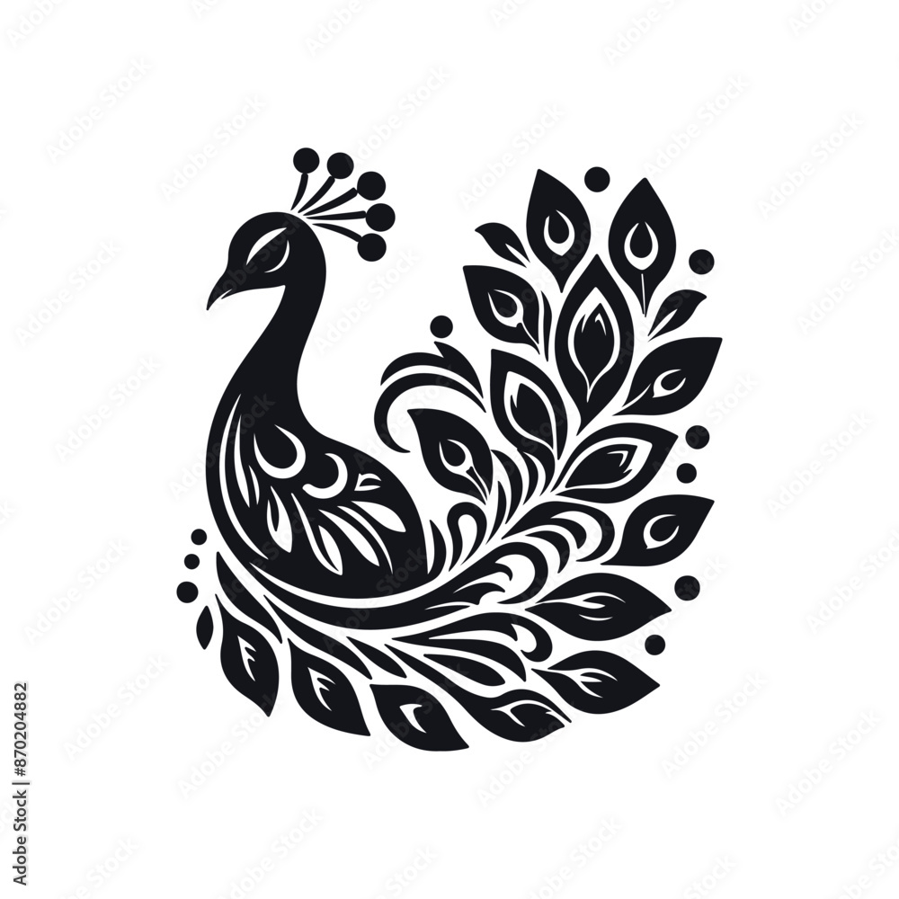 Fototapeta premium Ornate Peacock Silhouette Illustration