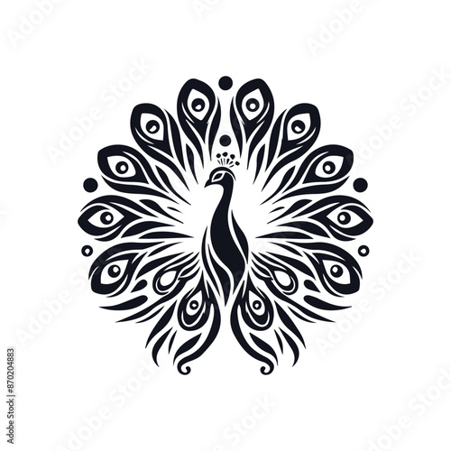 Regal Peacock Silhouette Vector Illustration