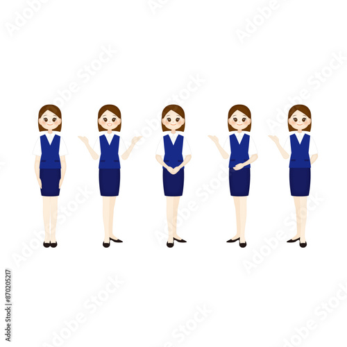 若い事務服を着た女性　全身セット