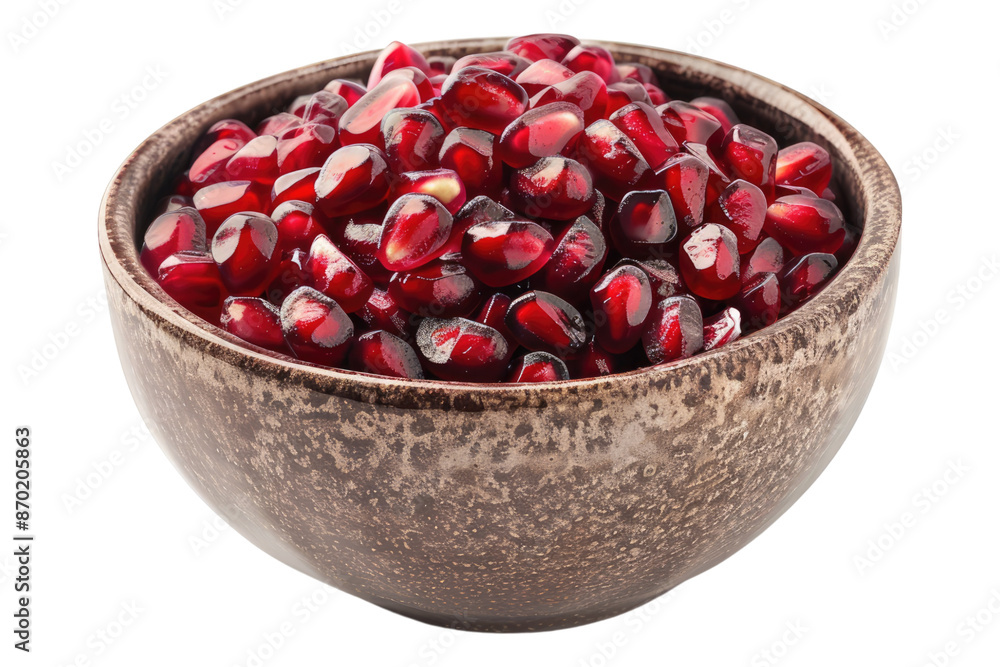 Pomegranate seeds in a bowl isolated on transparent background Pomegranate seeds in a bowl isolated on transparent background