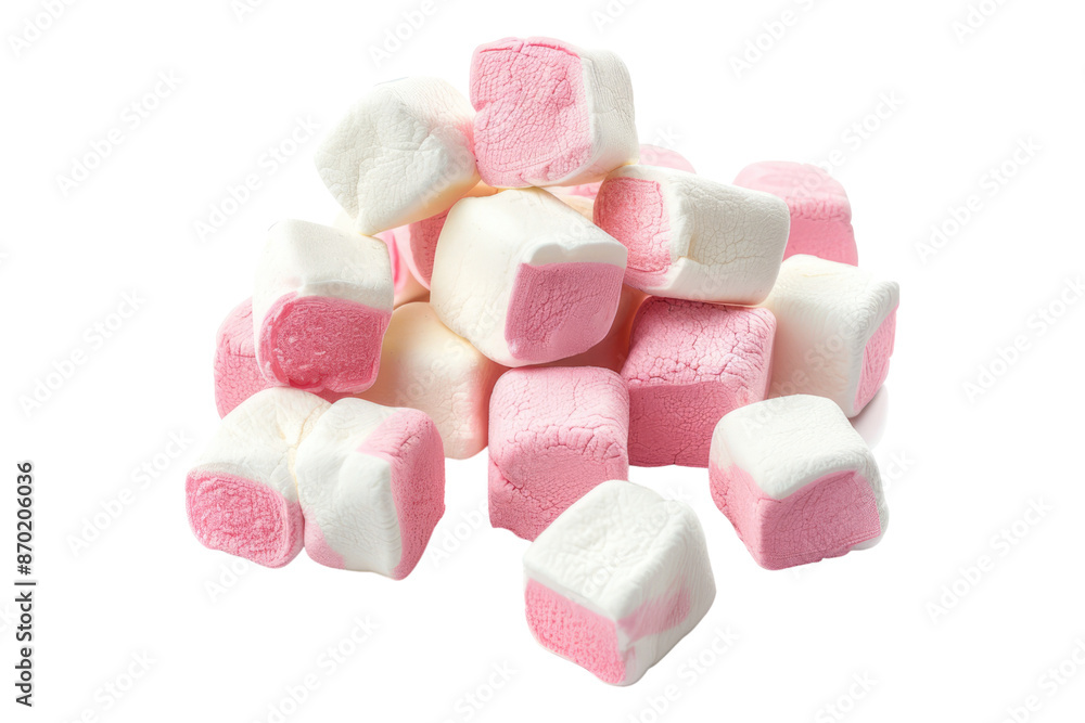 Pink and white marshmallows isolated on transparent background Pink and white marshmallows isolated on transparent background