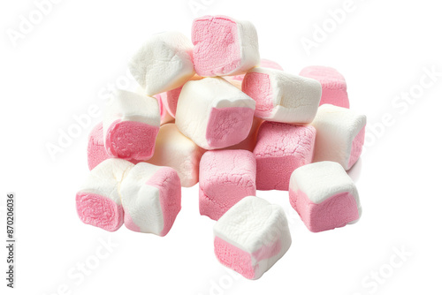 Pink and white marshmallows isolated on transparent background