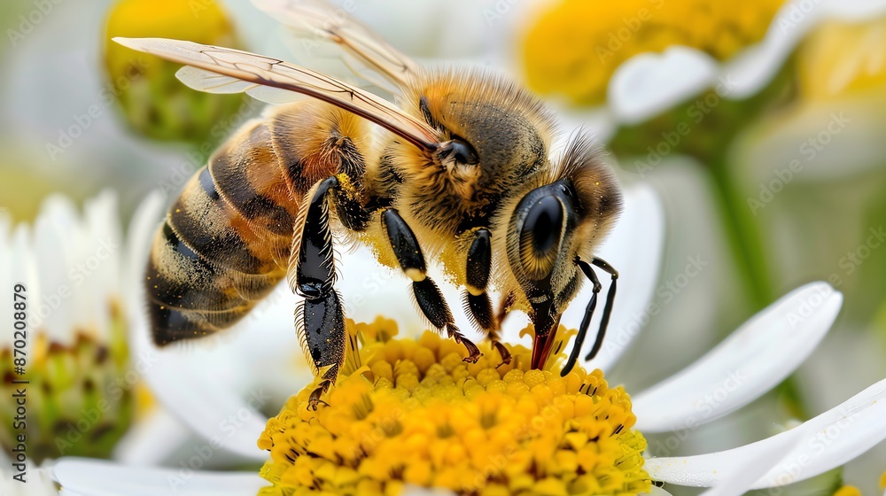 Close-up of a bee collecting nectar from a flower Close-up of a bee collecting nectar from a flower