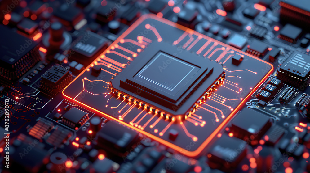 Obraz premium Electronic components, integrated circuit boards, electronic devices