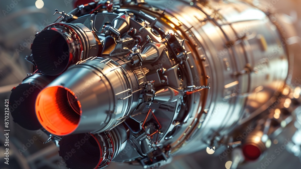A close-up view of a powerful rocket booster, showing intricate details of its engines and heat-resistant materials.