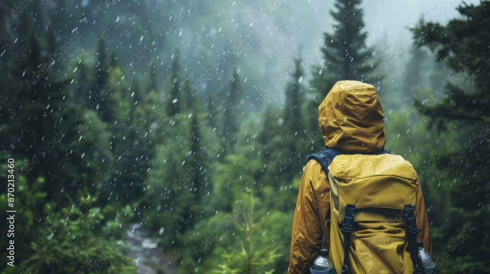 The feeling of cool rain on your face during a hike in the mountains adds an element of adventure and connection to nature. The feeling of cool rain on your face during a hike in the mountains adds an element of adventure and connection to nature.