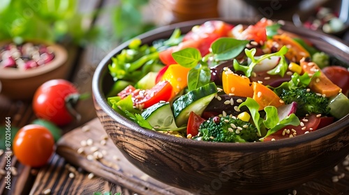 Vibrant Plant Based Meal Served on Rustic Wooden Table