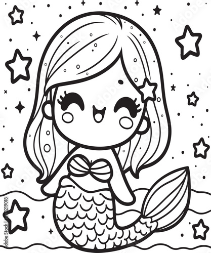 mermaid coloring page vector ai generative  photo