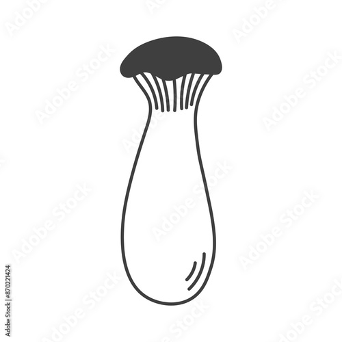 Eringi Mushroom Doodle Line icon. Asian fungus. Boletus Cep Oyster hand drawn symbol. Food Ingredient. Outline vector illustration.