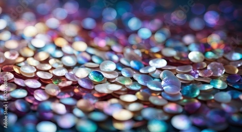 close-up of numerous precious multi-colored stones, rainbow colors, variety, gradient