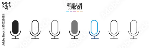 Microphone icon set vector mic icon symbol ; Podcast microphone web icon ; record, audio, sound, voice icons