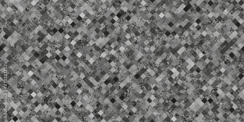 Fototapeta premium Dark black pixel mosaic abstract seamless geometric grid background
