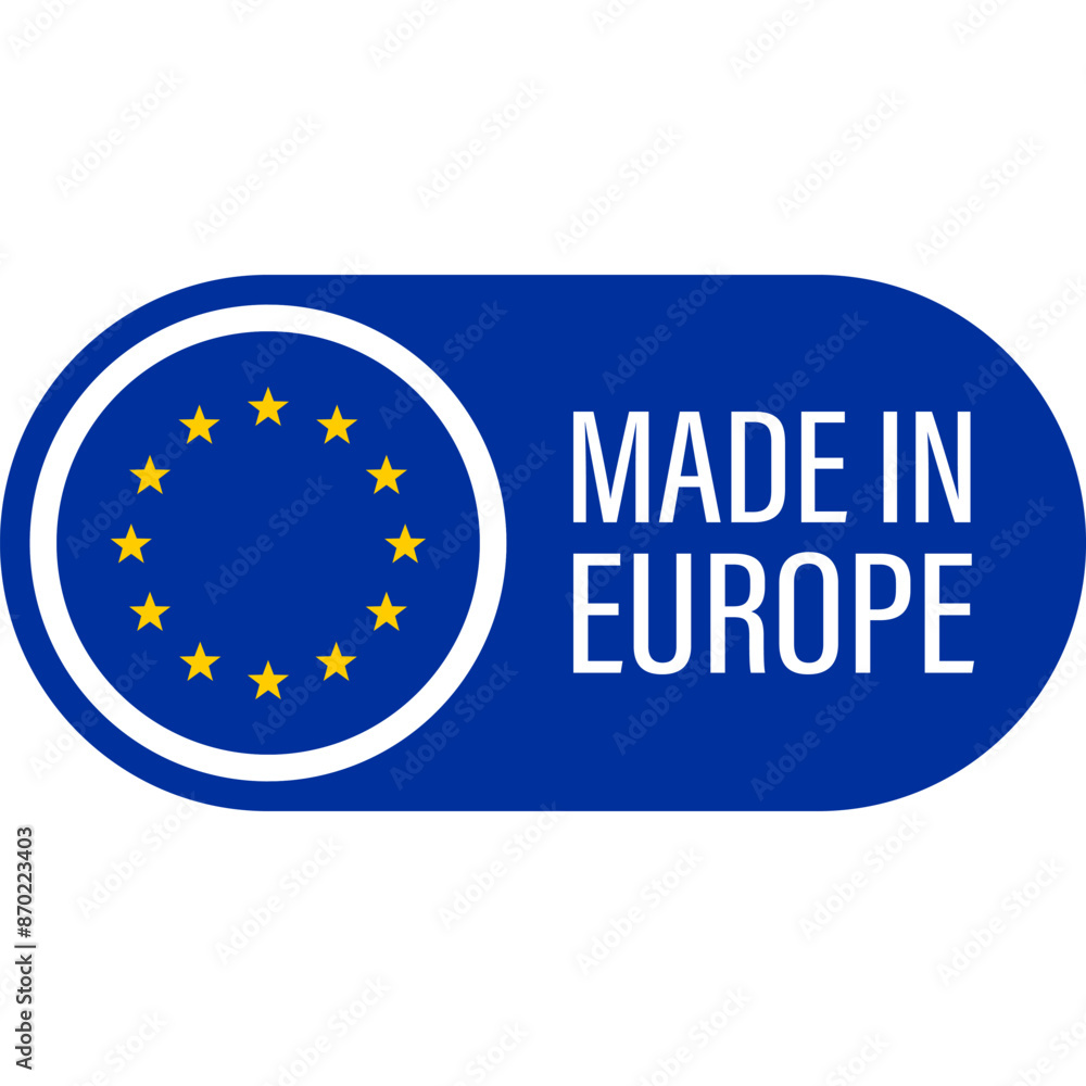 Made in Europe Flat Icon for Banner Design. Made in EU Label Icon Made in Europe Flat Icon for Banner Design. Made in EU Label Icon