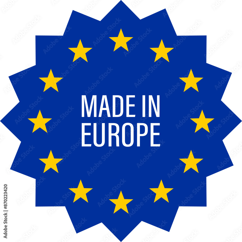 Made in Europe Flat Icon for Banner Design. Made in EU Label Icon Made in Europe Flat Icon for Banner Design. Made in EU Label Icon