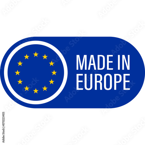 Made in Europe Flat Icon for Banner Design. Made in EU Label Icon