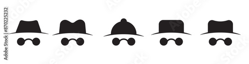 Incognito icon set. Spy icon vector, Browse in private. Secret agent sign. Detective icon collection vector illustration design.