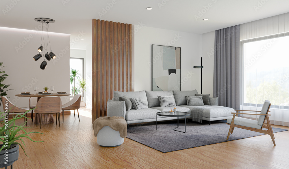 Interior design of modern apartment. Modern design solution, 3d rendering Interior design of modern apartment. Modern design solution, 3d rendering