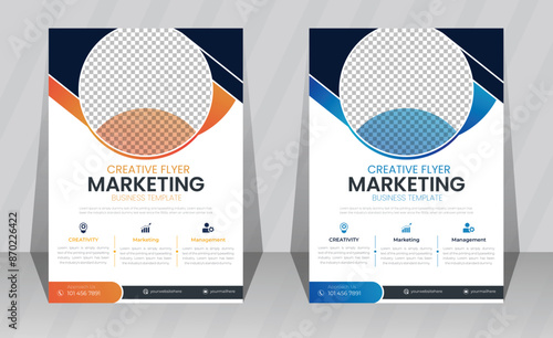 Modern company business flyer design a4 vector template, corporate marketing agency abstract poster or brochure cover page bundle with attractive color, leaflet or catalog report