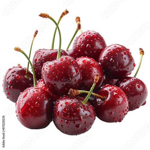 Detailed cutout of a A bunch of cherries isolated 