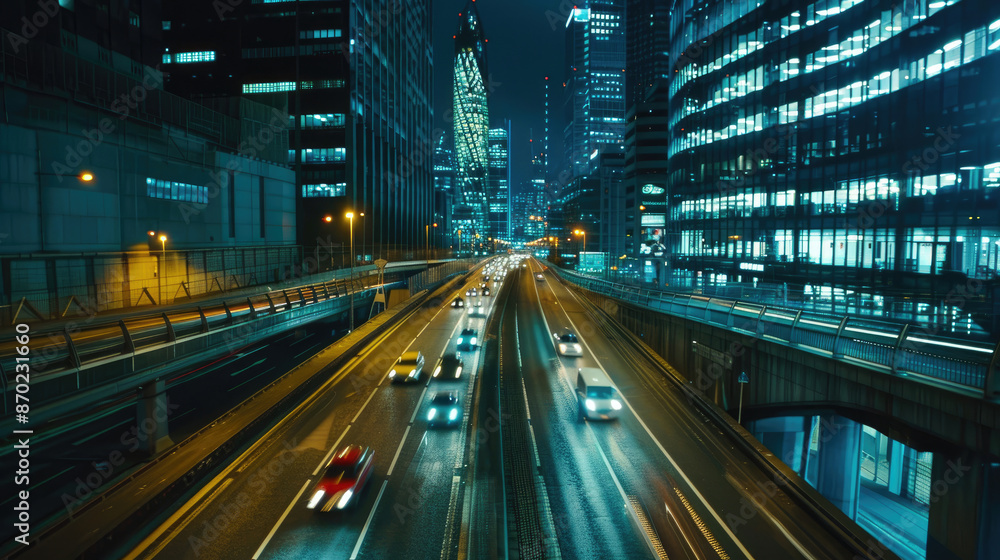 Nighttime City Road in the Heart of Metropolis Nighttime City Road in the Heart of Metropolis