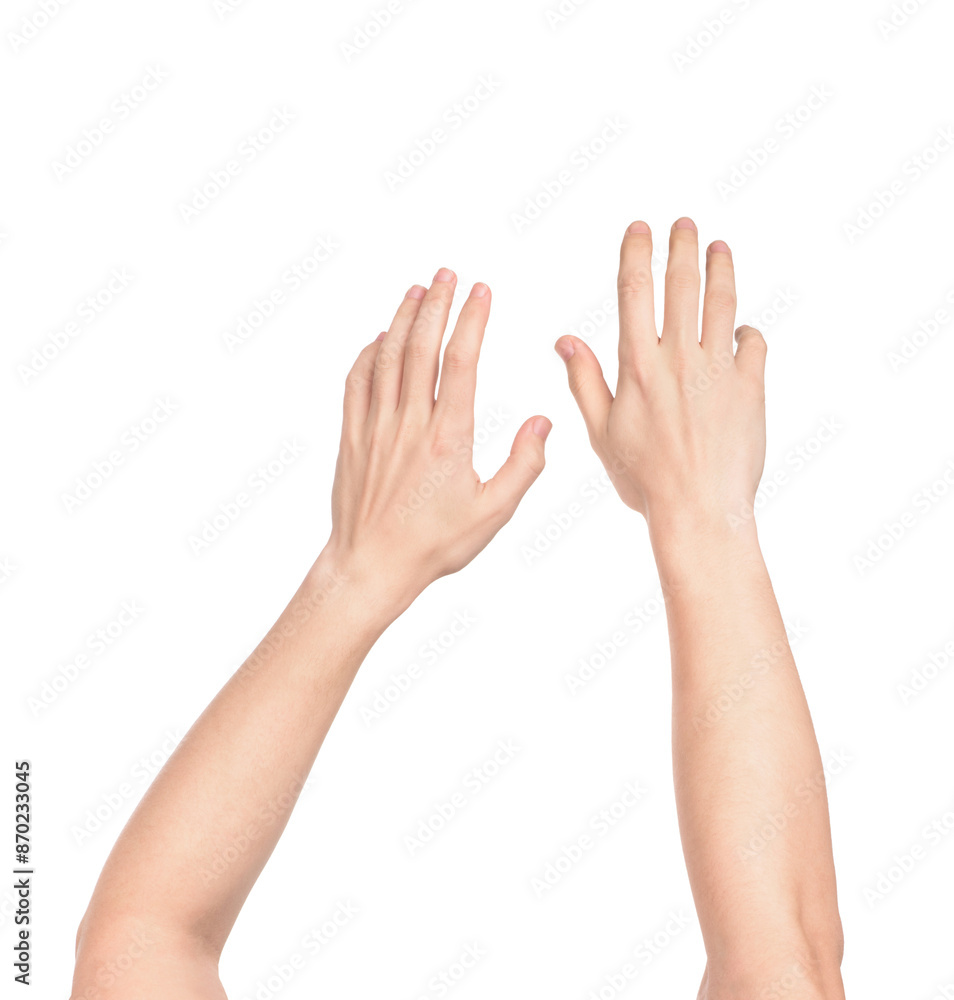 sinking the hands on an isolated white background sinking the hands on an isolated white background