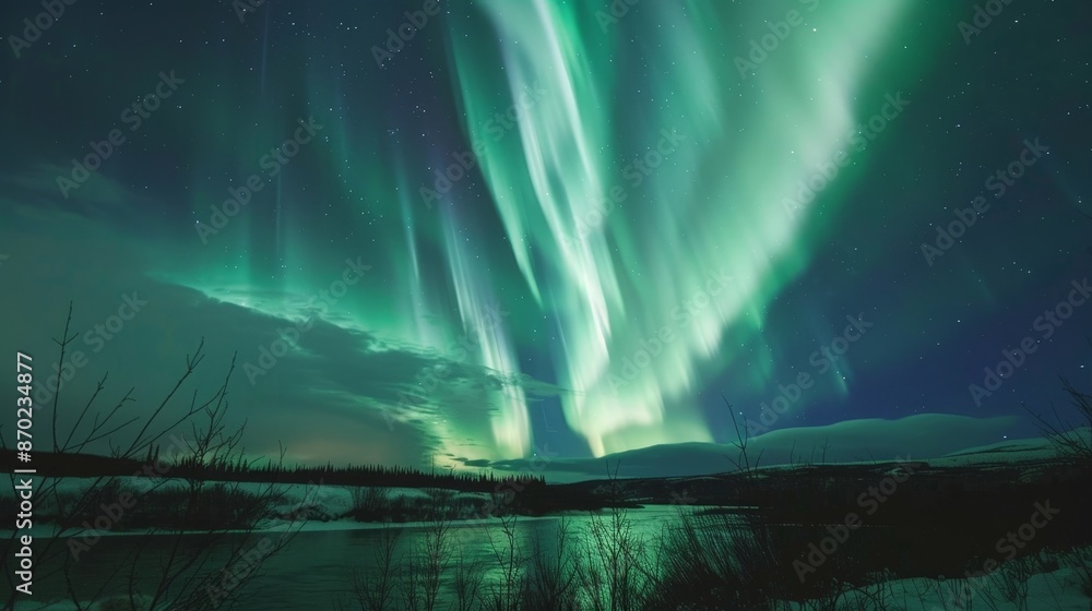 The Northern Lights dance across the polar sky, their vibrant colors a mesmerizing display of nature's wonder. The Northern Lights dance across the polar sky, their vibrant colors a mesmerizing display of nature's wonder.