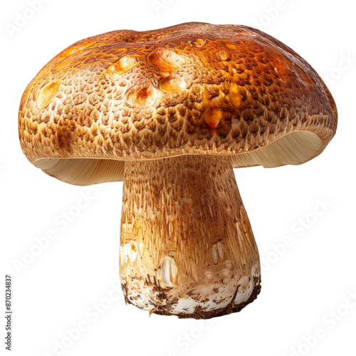 Detailed cutout of a A single mushroom isolated  photo