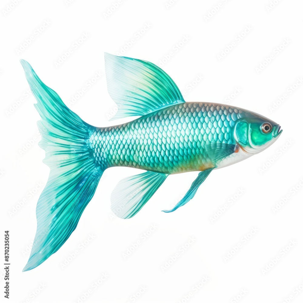 Teal fish isolated on a white, illustration Teal fish isolated on a white, illustration