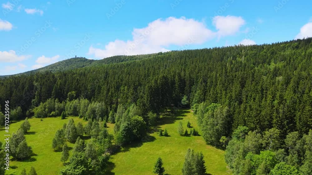 Summer Saastal Saas-Fee Switzerland aerial photography drone mountain larch forest coniferous top clouds Swiss Alps mountain peaks valley drone movement Summer Saastal Saas-Fee Switzerland aerial photography drone mountain larch forest coniferous top clouds Swiss Alps mountain peaks valley drone movement