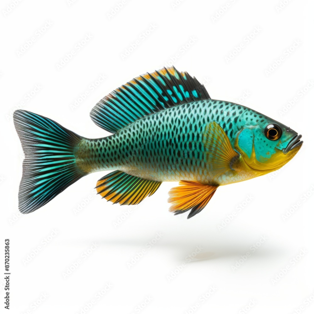 Teal fish isolated on a white, illustration Teal fish isolated on a white, illustration