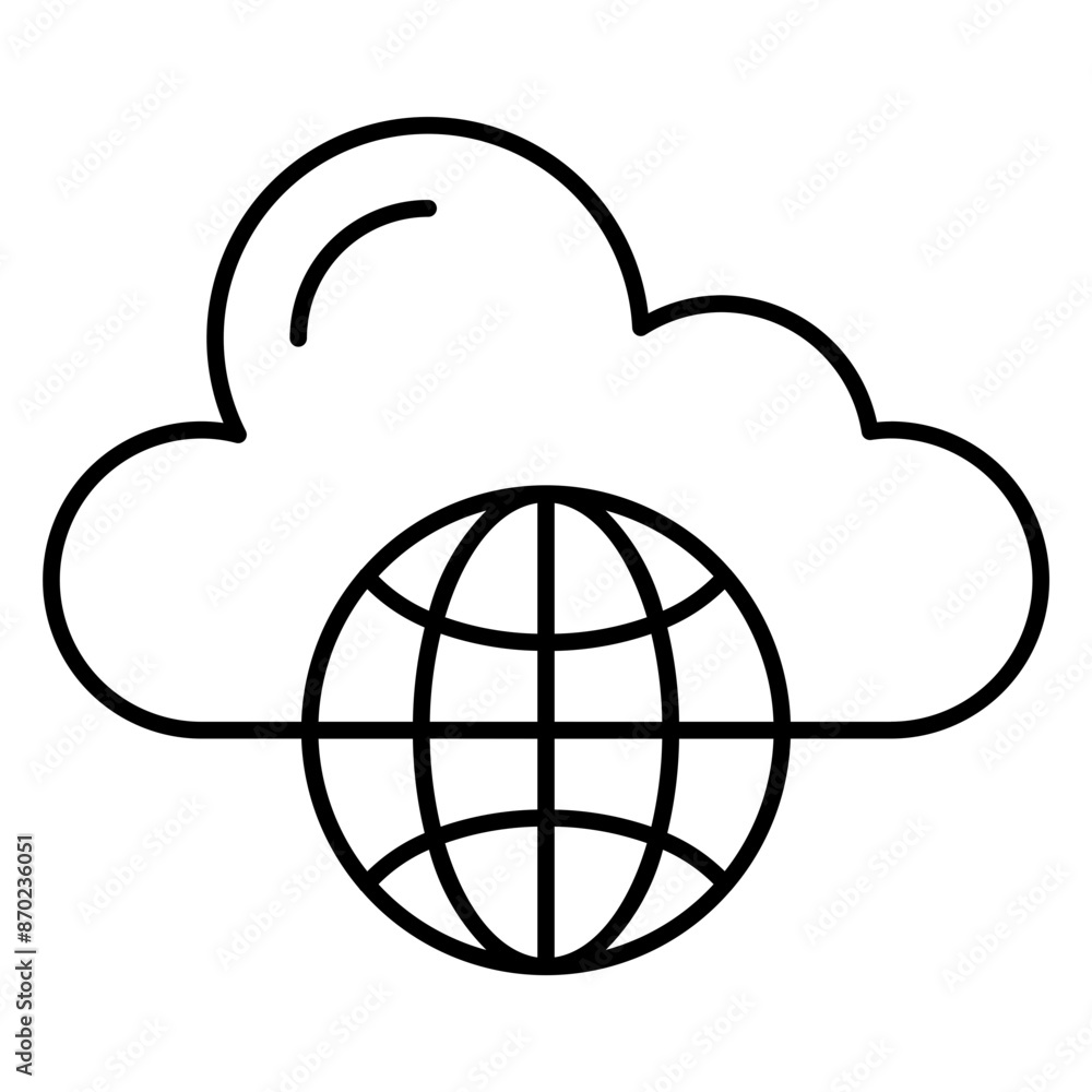 Cloud computing with browser icon symbol