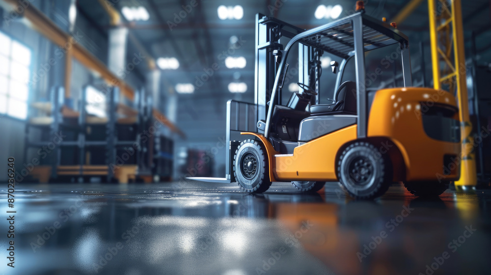 Forklift in Warehouse Setting, Prepared for Goods Movement and Distribution Forklift in Warehouse Setting, Prepared for Goods Movement and Distribution