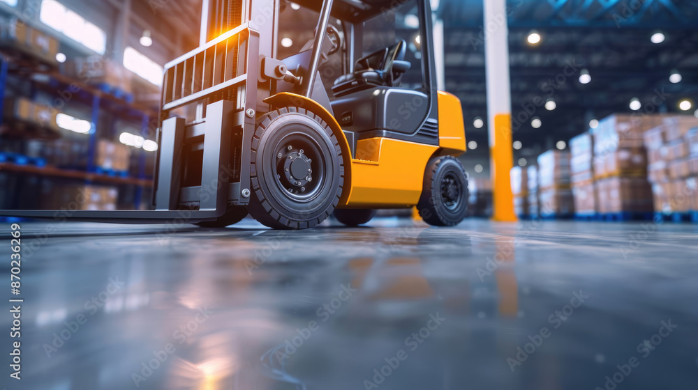 Forklift in Warehouse Setting, Prepared for Goods Movement and Distribution Forklift in Warehouse Setting, Prepared for Goods Movement and Distribution